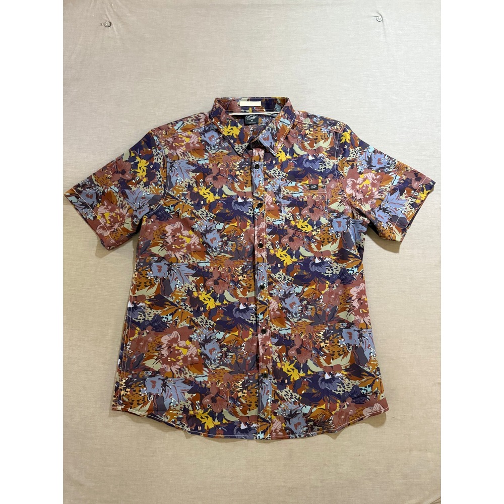 Sunday Swagger Mens Floral Button Up Shirt Short Sleeve M Black Short Sleeve